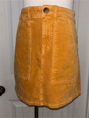 🌻🌙🔅 American Eagle Mustard Corduroy Hi-Rise A-Line Skirt - NWOT 🔅🌙🌻
